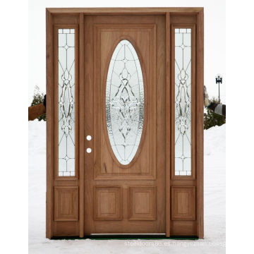 Puerta de madera exterior sólida de cristal clara del estilo popular de caoba